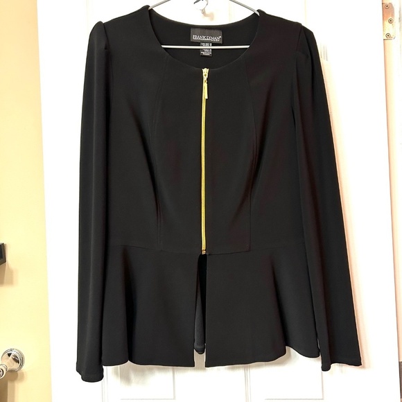 Frank Lyman Zip Front Peplum Hem L/S Black Jersey Jacket Size 10 MadeInCanada! - Picture 15 of 15